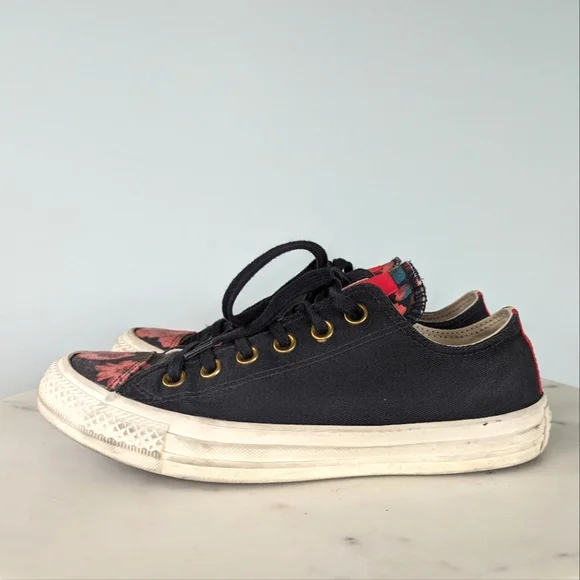 Converse Women's Black & Red Floral Low Top Sneakers - Picture 10 of 14
